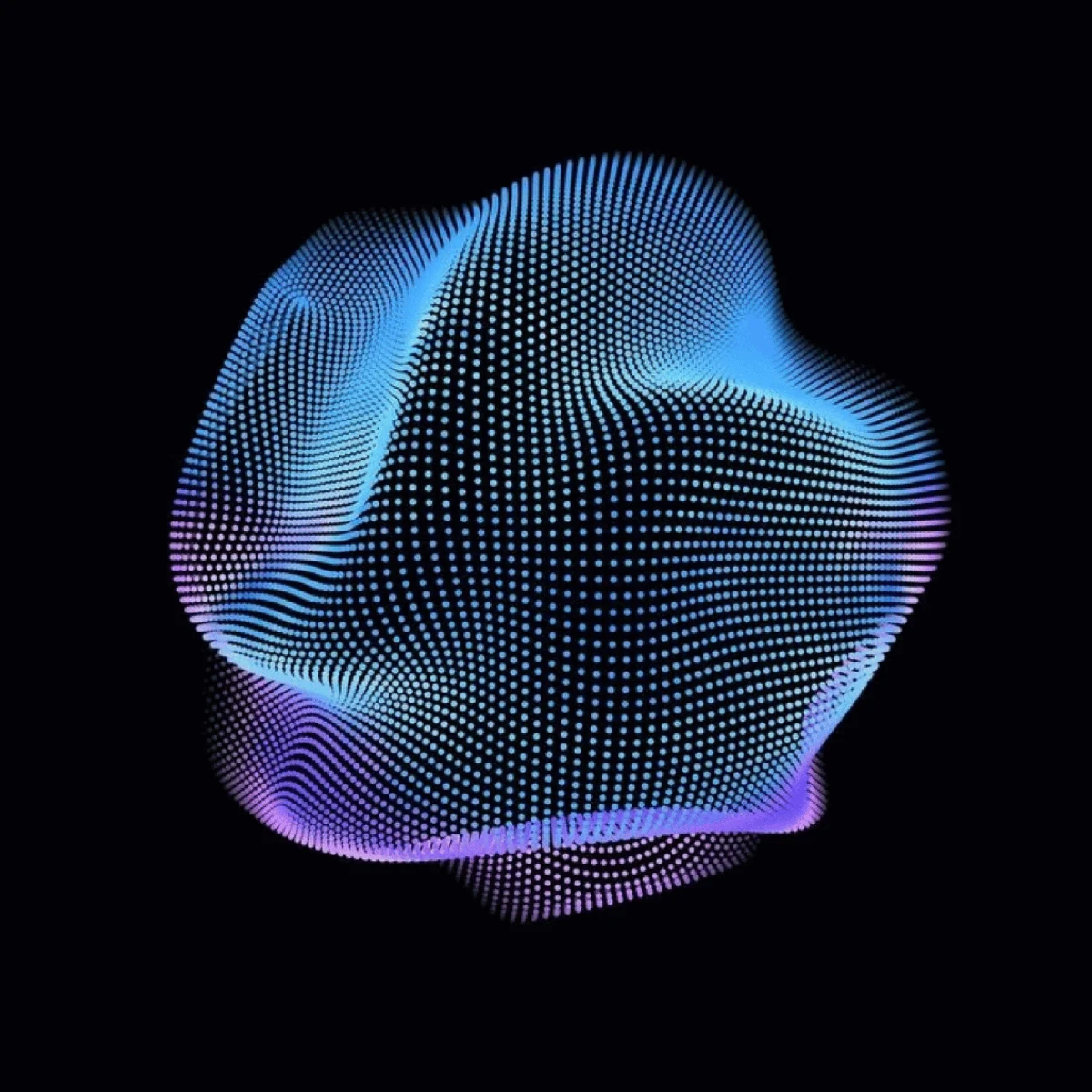 A flowing three-dimensional field of blue dots