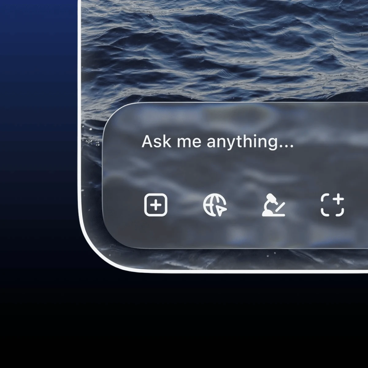 A conversation box floating over ocean waves